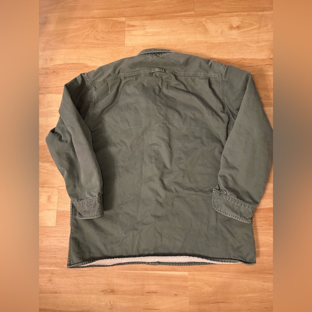 Levi's Cotton Olive Green Chore Jacket with Faux Sherpa Lining Size XL - Picture 2 of 7